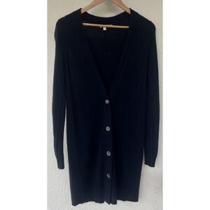 Calypso St Barth 100% Cashmere Black Longline Button Up Cardigan Sweater Size XS